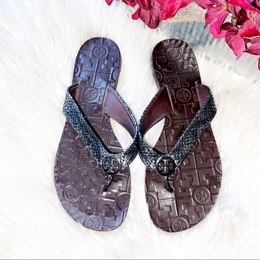 TORY BURCH Snake Print Leather Sandal